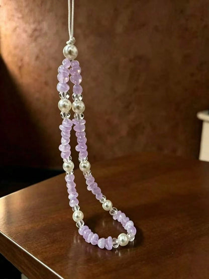 1pc Faux Pearl Decor Beaded Phone Lanyard, Gift Suitable For Mother, Family, Friends, Birthday, Holiday, Phone Pendant, Phone Strap
