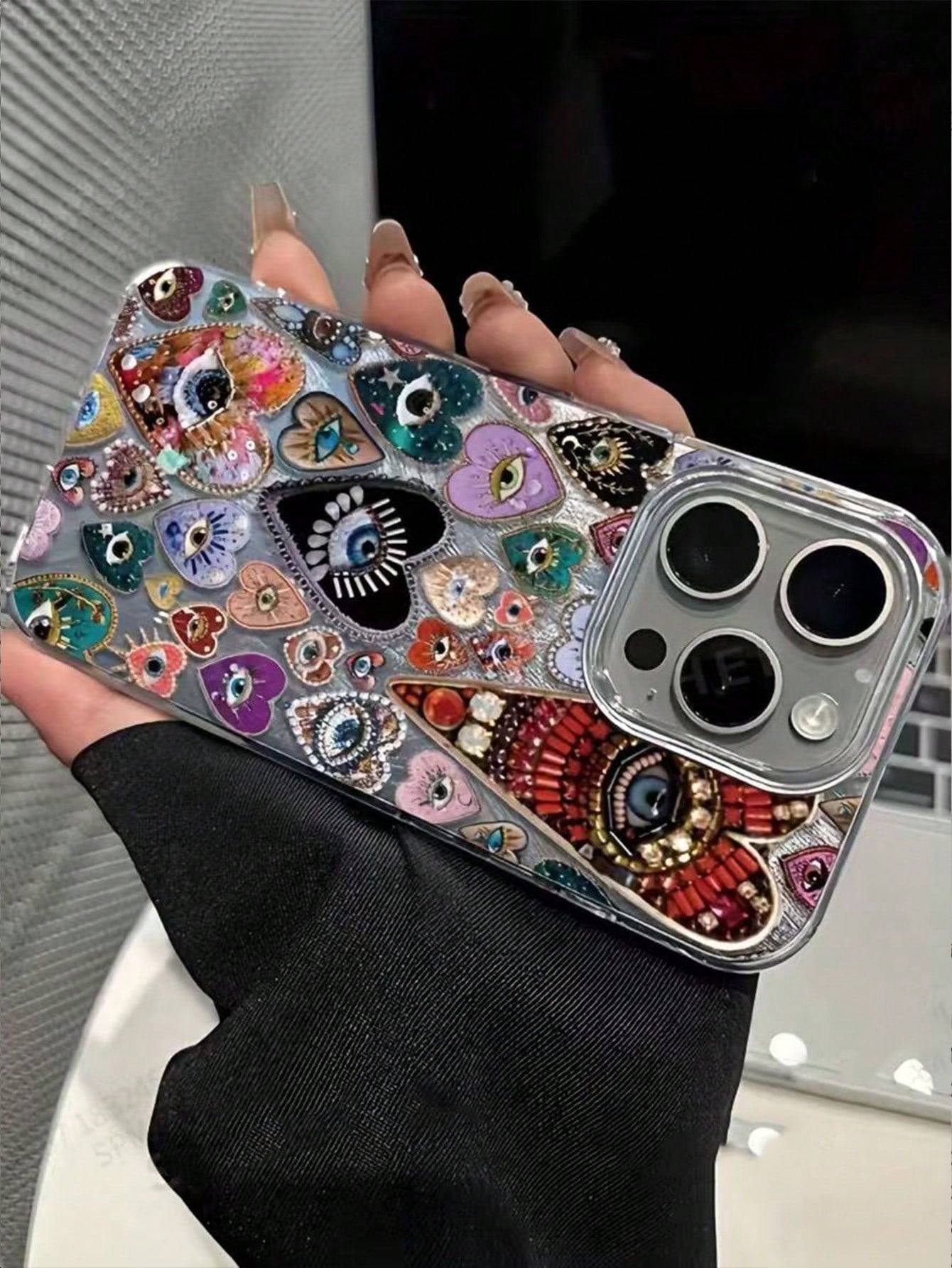 1pc Feather & Diamond Pattern Full Coverage TPU Shockproof Phone Case Compatible With Apple 16, 15, 14, 13, 12, 11 Pro Max
