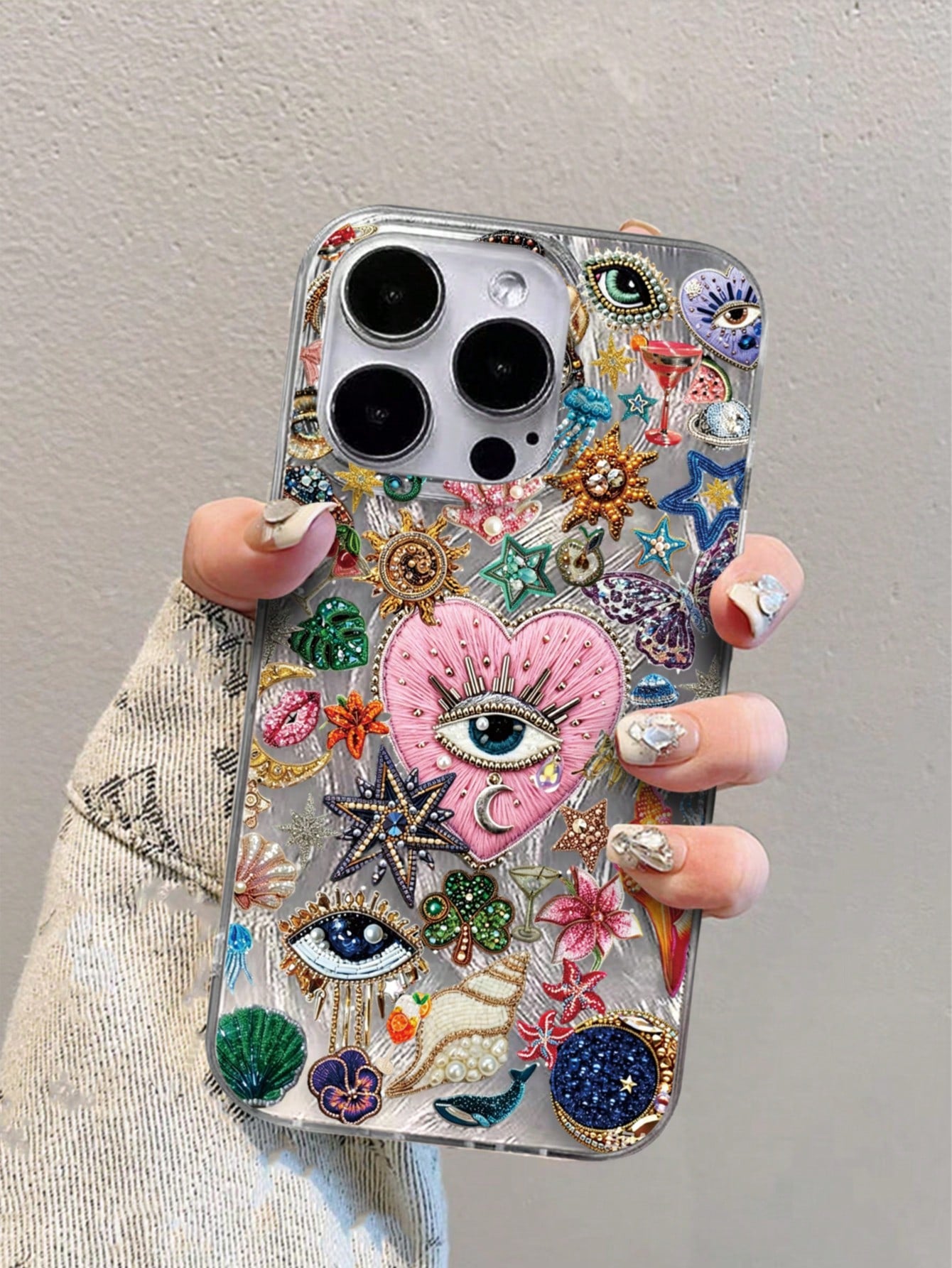 1pc Feather & Diamond Pattern Full Coverage TPU Shockproof Phone Case Compatible With Apple 16, 15, 14, 13, 12, 11 Pro Max