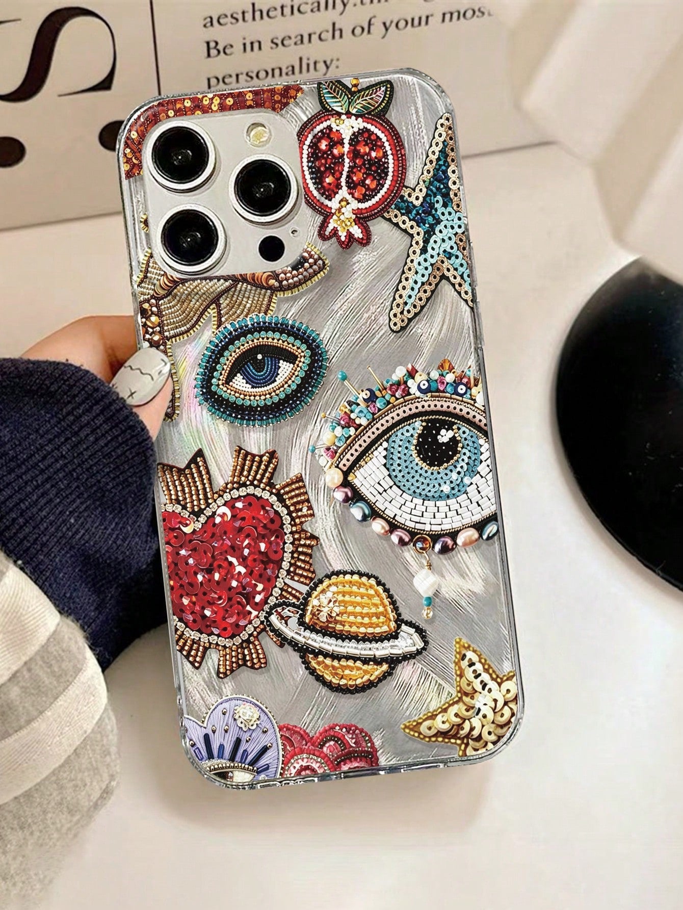 1pc Feather & Diamond Pattern Full Coverage TPU Shockproof Phone Case Compatible With Apple 16, 15, 14, 13, 12, 11 Pro Max