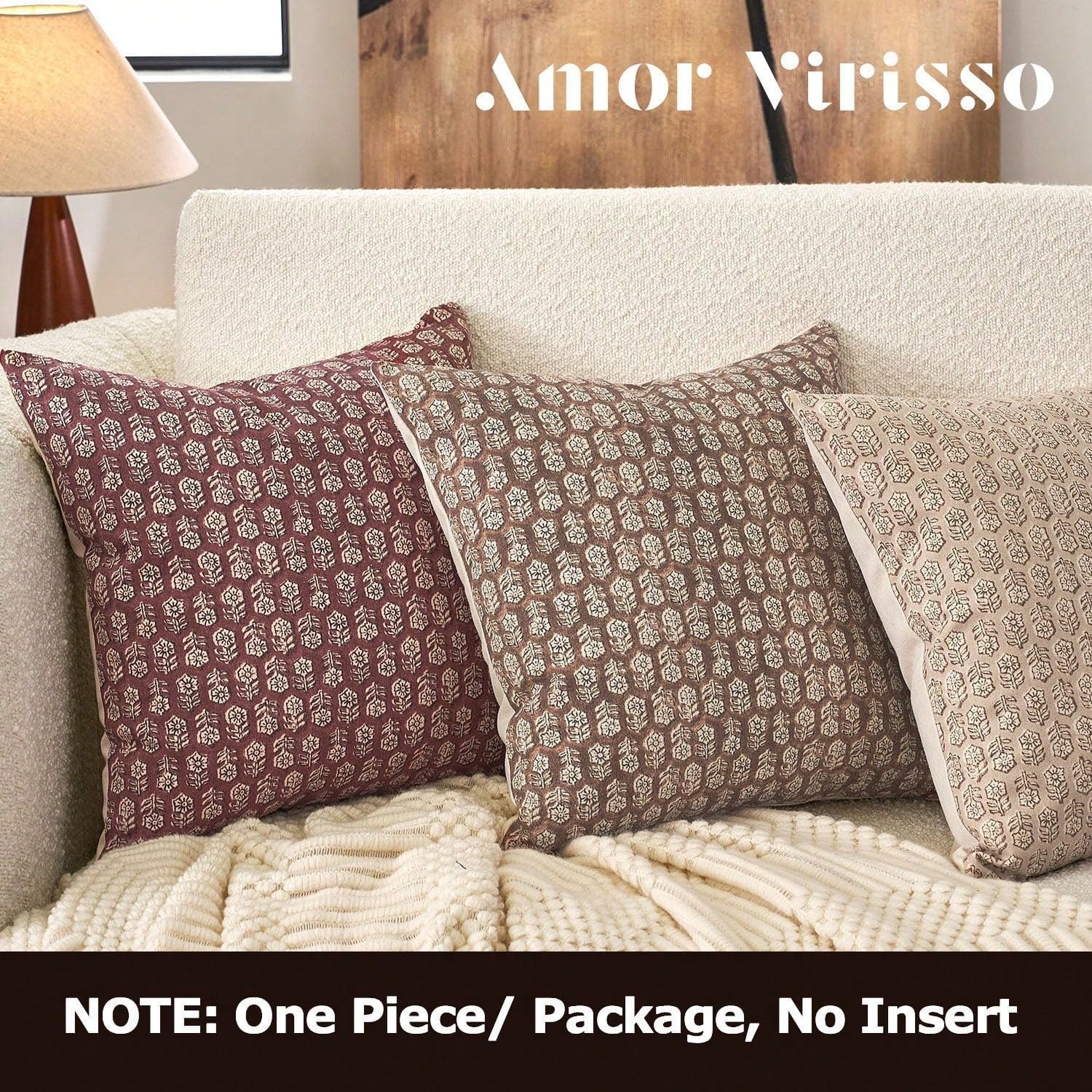 1pc Floral Pillowcase, Neutral Color Farmhouse Style Living Room Throw Pillow Cover, Decorative Cushion Cover, Sofa Pillowcase, Suitable For Living Room, Sofa, Bed, Bedroom And Other Scenes