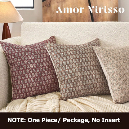 1pc Floral Pillowcase, Neutral Color Farmhouse Style Living Room Throw Pillow Cover, Decorative Cushion Cover, Sofa Pillowcase, Suitable For Living Room, Sofa, Bed, Bedroom And Other Scenes