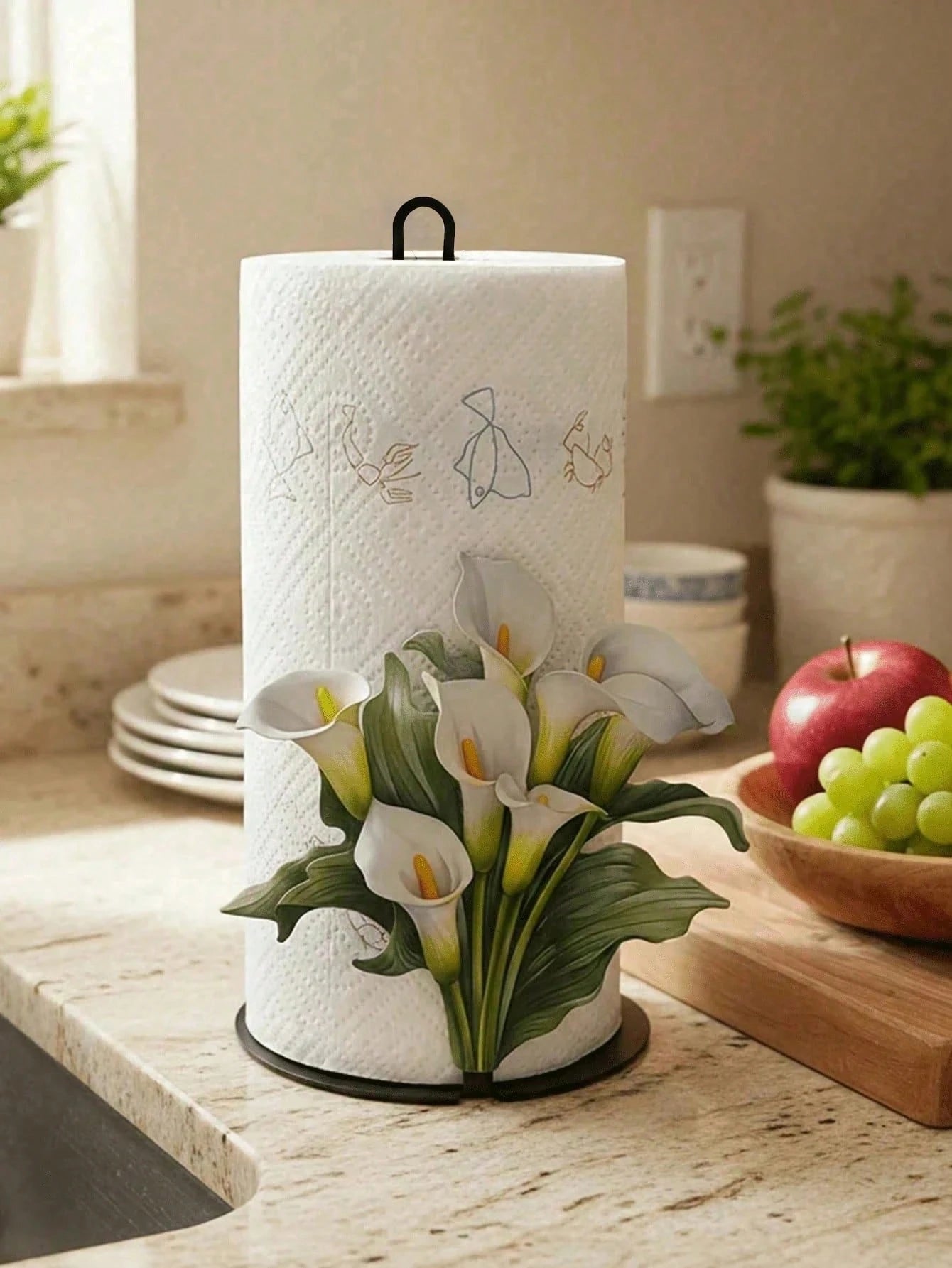 1pc Floral Tissue Box Holder, Premium Decorative Tissue Dispenser, No Drilling, Surface Mount, Reusable, Durable, Holiday Decor, Suitable For Kitchen, Bathroom And Party, Toilet Paper Holder, Home Dec