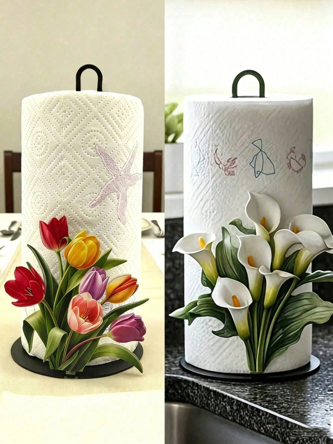1pc Floral Tissue Box Holder, Premium Decorative Tissue Dispenser, No Drilling, Surface Mount, Reusable, Durable, Holiday Decor, Suitable For Kitchen, Bathroom And Party, Toilet Paper Holder, Home Dec
