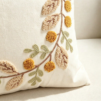 1pc Garland Fall Throw Pillow Covers Embroidery Autumn Thanksgiving Leaf Maple Leaves Decorative Cushion Cases Decor Home Decorations For Couch Patio Furniture Bed Room Livingroom Sofa Porch