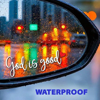1pc- God Is A Good Mirror Sticker. Inspirational Christian Vinyl Decal With Heart Shape. Suitable For Car Rearview Mirror Windows, Laptops, Motorcycles. Belief Quotes Waterproof Sticker.