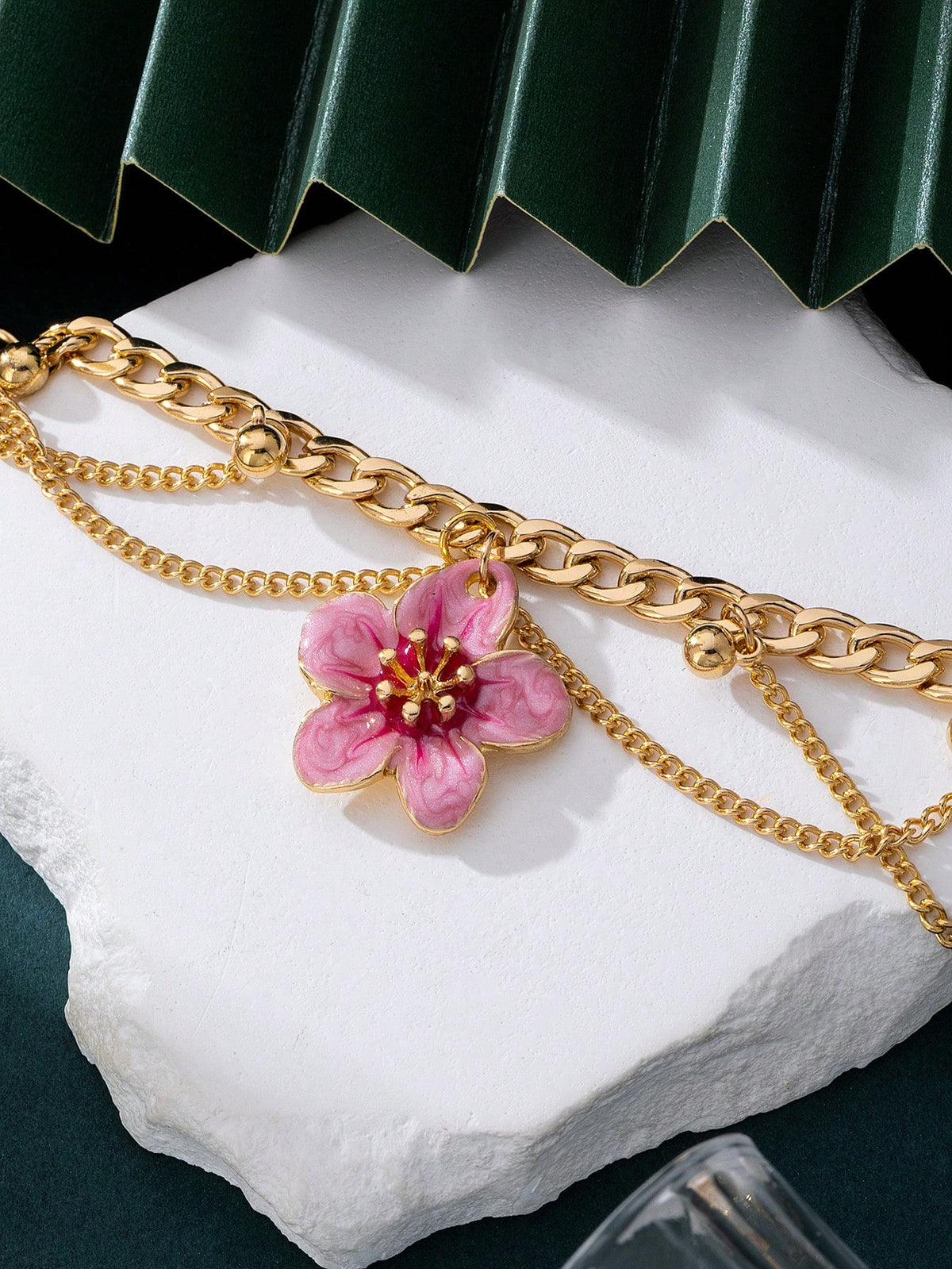1pc Handmade Gradient Tie Dye Tassel Decor Plumeria Pendant Anklet, Vacation Style For Women