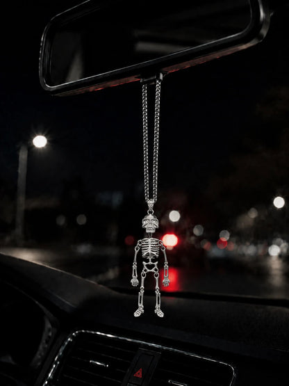 1pc Hip-Hop Style Joint Skeleton Car Rearview Mirror Hanging Ornament, Box Chain Decoration, Fashion Car Interior Accessory, Dual-Use Car Interior Styling And Daily Wear Jewelry Decorative Accessory