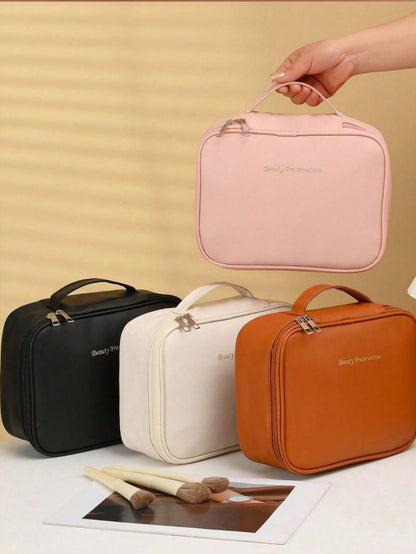 1pc Holiday Travel Makeup Bag, Multi-Functional Makeup Bag, Women's Waterproof Toiletry Bag, Large Capacity Storage Bag, Suitable For Lipstick, Eyebrow Pencil, Makeup Brush, Perfume, Travel Essential
