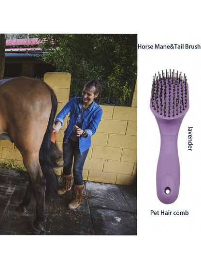 1pc Horse Hair Brush, Anti-Slip Pony Tail Brush, Pet Grooming Brush, Matches Head Brush