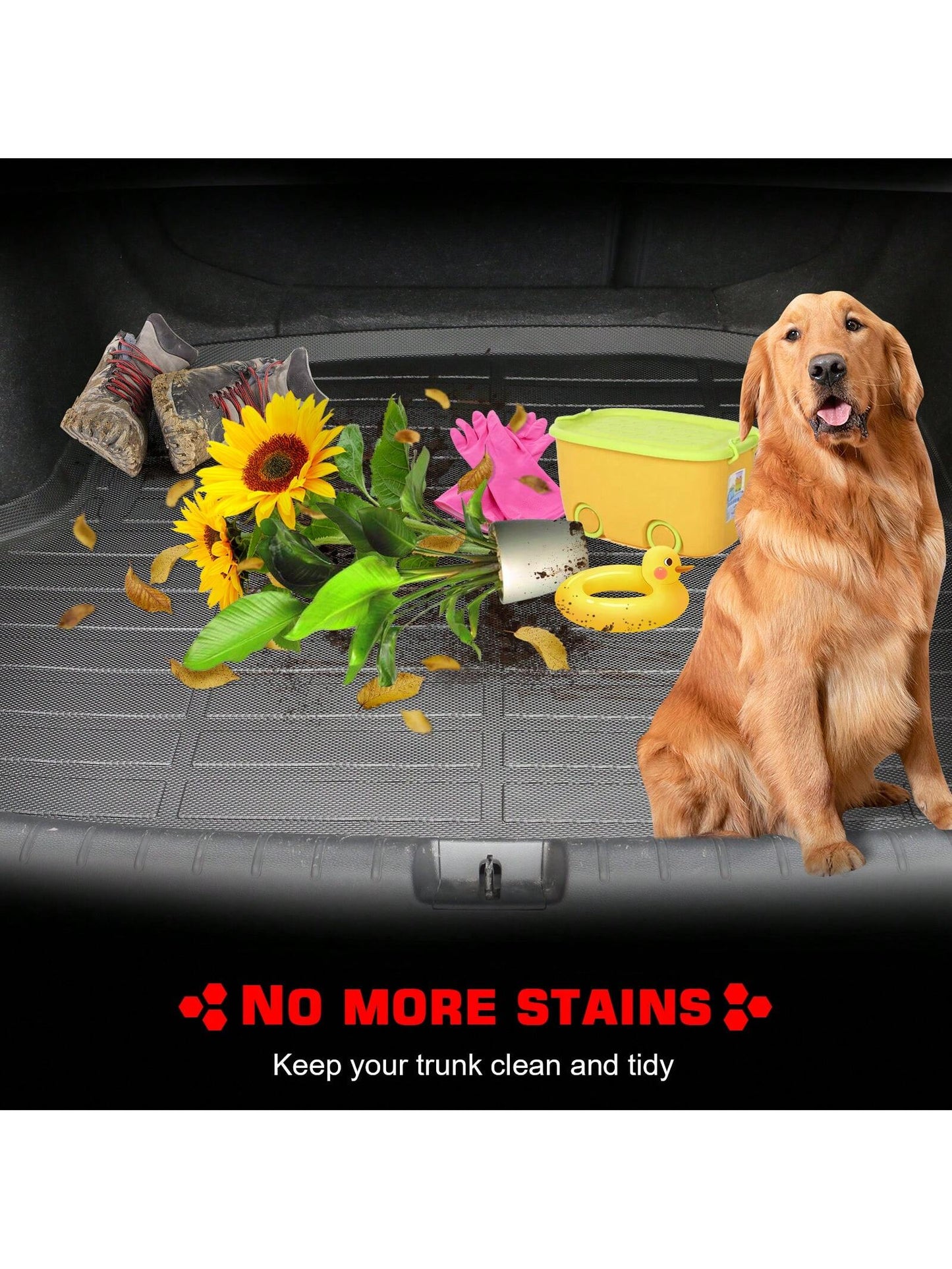 1pc IKON Motorsports Cargo Trunk Liner Fit For 2019-2025 Toyotas' RAV4 TPE Black All Weather Rear Cargo Mat Valentine Gift