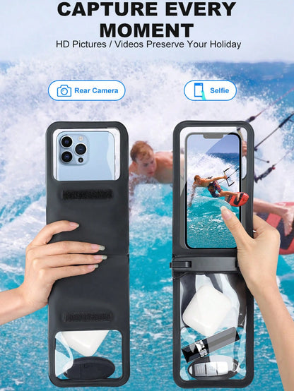 1pc IPX8 Dual Capacity Waterproof Phone Bag Large Waterproof Mobile Phone Pouch Diving Waterproof Bag With Two Lock Buckles, Including Two Separating Bags