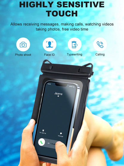 1pc IPX8 Dual Capacity Waterproof Phone Bag Large Waterproof Mobile Phone Pouch Diving Waterproof Bag With Two Lock Buckles, Including Two Separating Bags