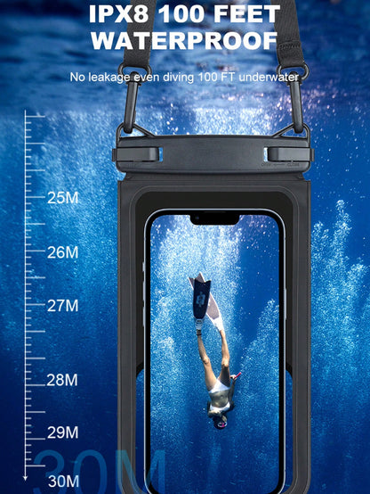 1pc IPX8 Dual Capacity Waterproof Phone Bag Large Waterproof Mobile Phone Pouch Diving Waterproof Bag With Two Lock Buckles, Including Two Separating Bags
