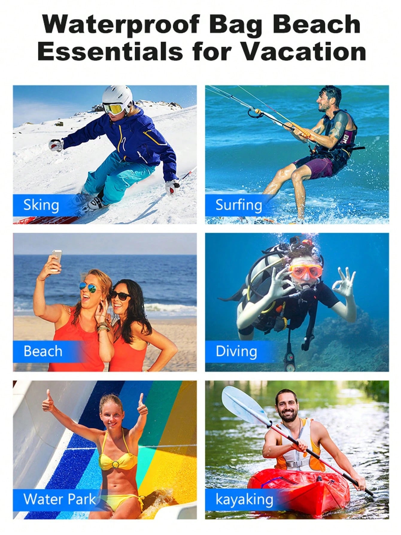 1pc IPX8 Dual Capacity Waterproof Phone Bag Large Waterproof Mobile Phone Pouch Diving Waterproof Bag With Two Lock Buckles, Including Two Separating Bags