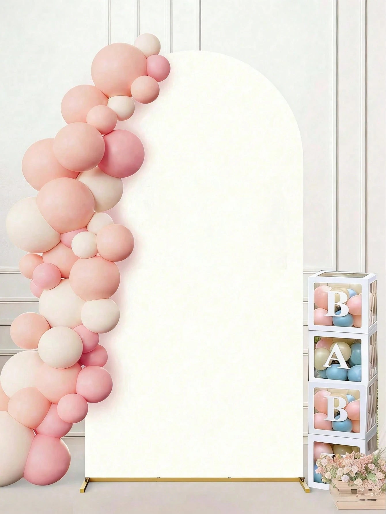 1pc Ivory White Arch Backdrop, Baby Shower Backdrop, Double-Sided Elastic Coated Fabric Arch Backdrop, Gender Reveal Party Supplies Arch Cover, Theme Party Photo Backdrop, Birthday Party, Multiple Siz