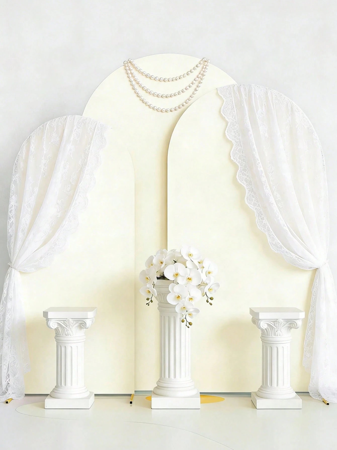 1pc Ivory White Arch Backdrop, Baby Shower Backdrop, Double-Sided Elastic Coated Fabric Arch Backdrop, Gender Reveal Party Supplies Arch Cover, Theme Party Photo Backdrop, Birthday Party, Multiple Siz