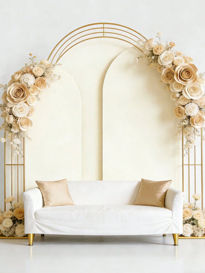 1pc Ivory White Arch Backdrop, Baby Shower Backdrop, Double-Sided Elastic Coated Fabric Arch Backdrop, Gender Reveal Party Supplies Arch Cover, Theme Party Photo Backdrop, Birthday Party, Multiple Siz