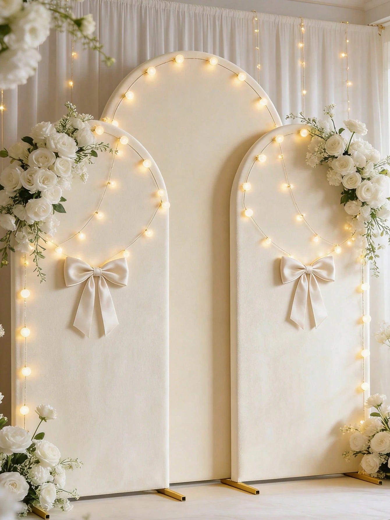 1pc Ivory White Arch Backdrop, Baby Shower Backdrop, Double-Sided Elastic Coated Fabric Arch Backdrop, Gender Reveal Party Supplies Arch Cover, Theme Party Photo Backdrop, Birthday Party, Multiple Siz