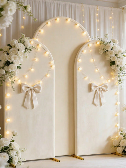 1pc Ivory White Arch Backdrop, Baby Shower Backdrop, Double-Sided Elastic Coated Fabric Arch Backdrop, Gender Reveal Party Supplies Arch Cover, Theme Party Photo Backdrop, Birthday Party, Multiple Siz