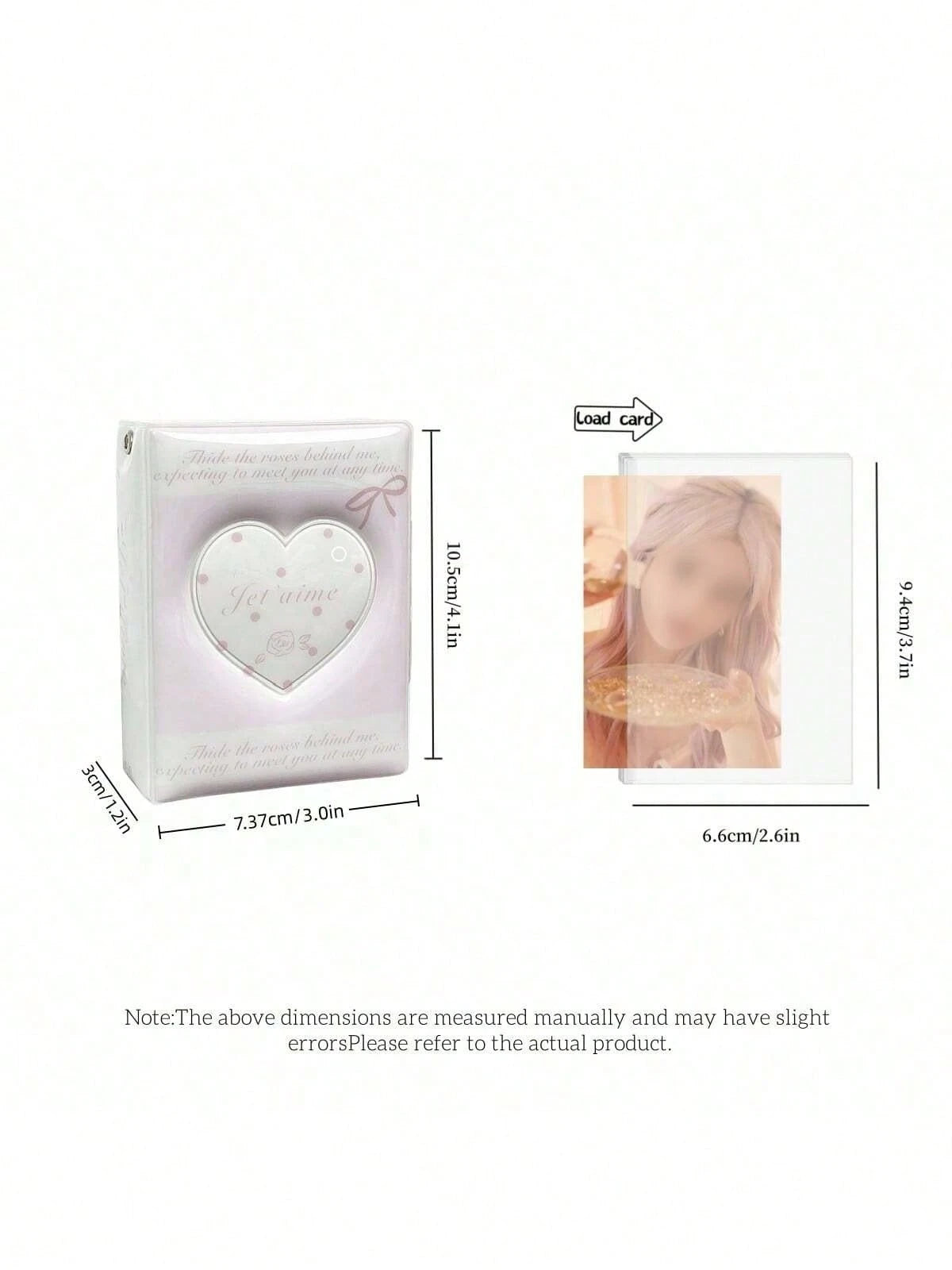 1pc K-Pop Card Holder, Heart-Shaped Pink Rose Bow Card Album, 3-3.5 Inch Photo Card Storage Mini Photo Album, Acid-Free PVC-Free Photo Binder, Photo Album