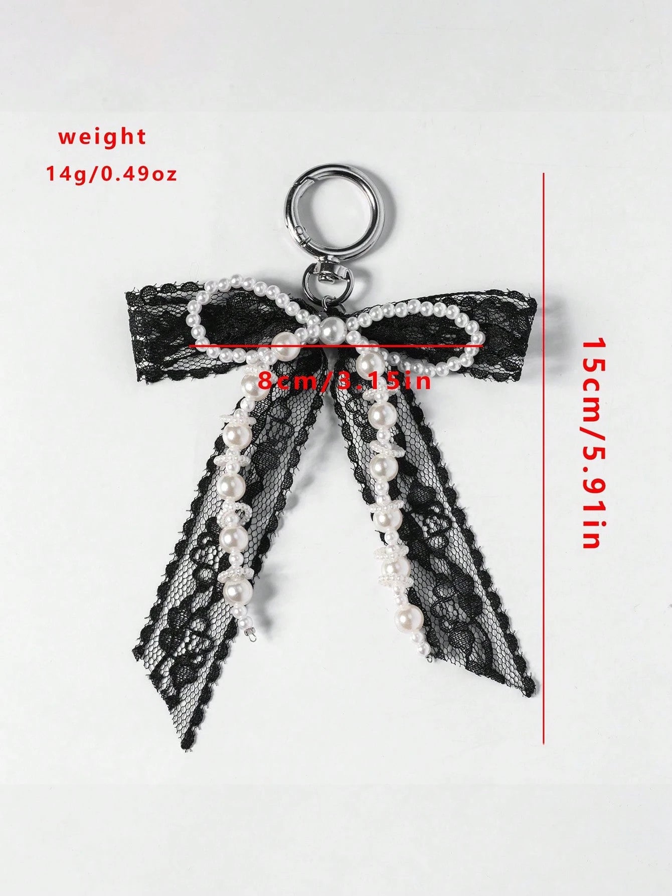 1pc Lace Bow & Faux Pearl Key Chain Wallet Pendant Y2K Faux Pearl Charm Bag Charm Shoe Decor Goth