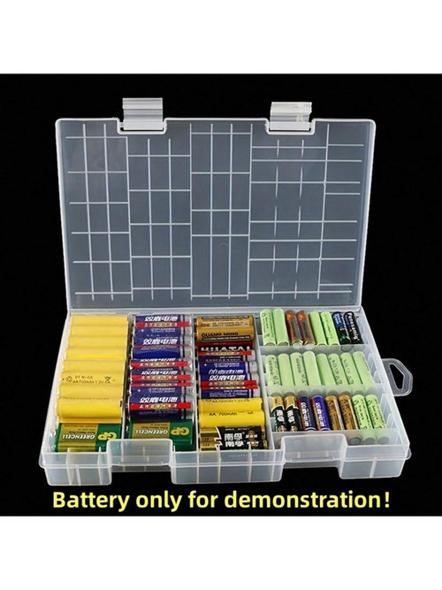 1pc Large Capacity Battery Storage Box, Suitable For AA/Battery Box, 9V Battery/AAA Battery And Multi-Section Battery Storage, Battery Storage, Multi-Function Battery Slot, Storage Plastic Box, Transp