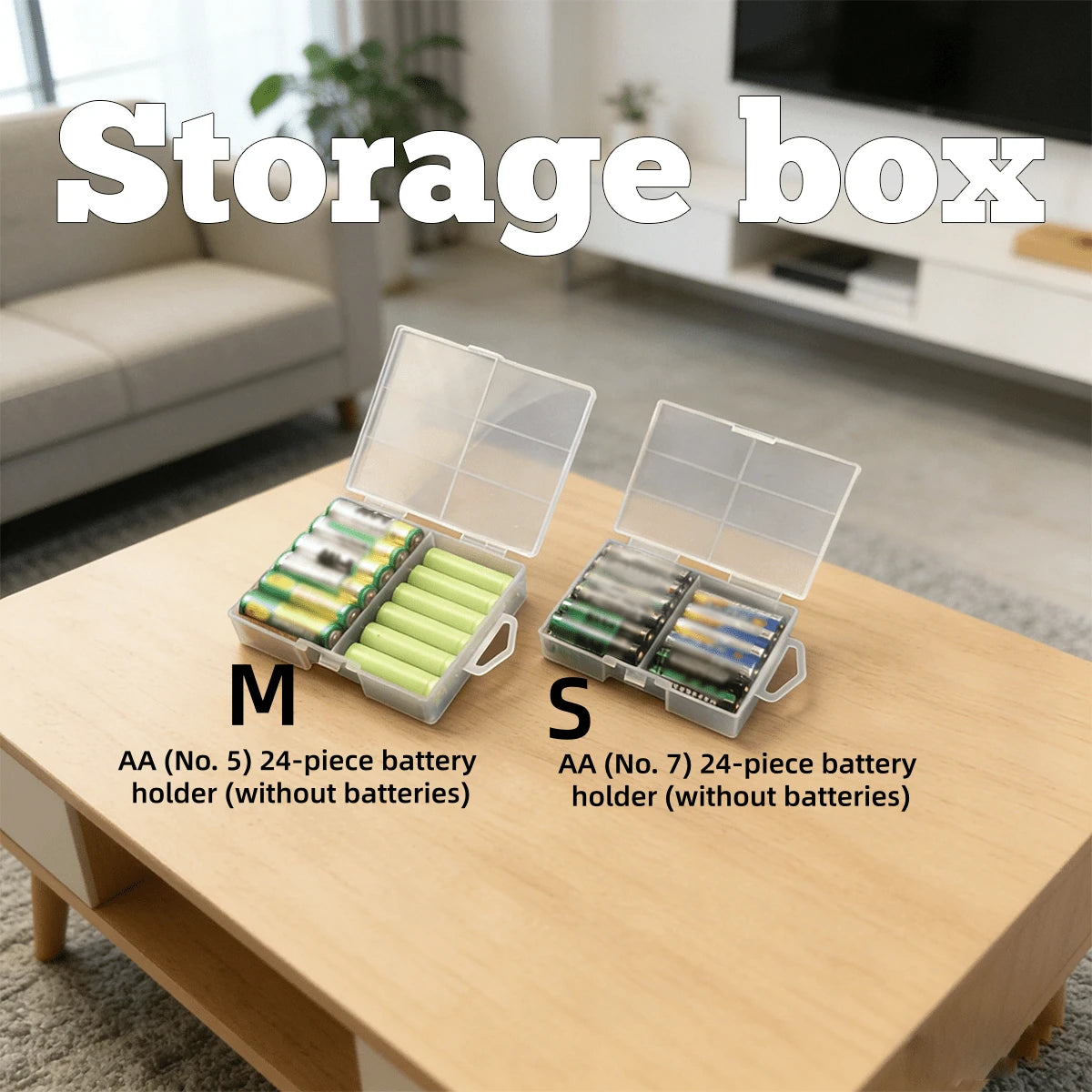 1pc Large Capacity Battery Storage Box, Suitable For AA/Battery Box, 9V Battery/AAA Battery And Multi-Section Battery Storage, Battery Storage, Multi-Function Battery Slot, Storage Plastic Box, Transp