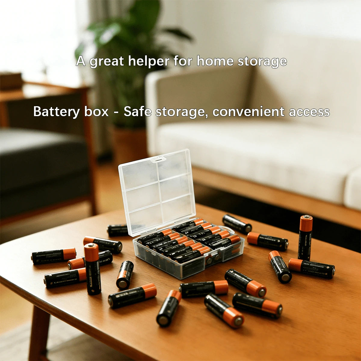 1pc Large Capacity Battery Storage Box, Suitable For AA/Battery Box, 9V Battery/AAA Battery And Multi-Section Battery Storage, Battery Storage, Multi-Function Battery Slot, Storage Plastic Box, Transp