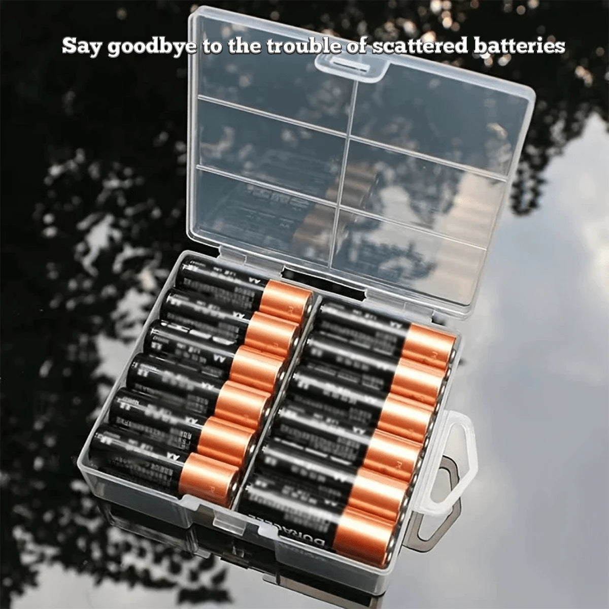 1pc Large Capacity Battery Storage Box, Suitable For AA/Battery Box, 9V Battery/AAA Battery And Multi-Section Battery Storage, Battery Storage, Multi-Function Battery Slot, Storage Plastic Box, Transp