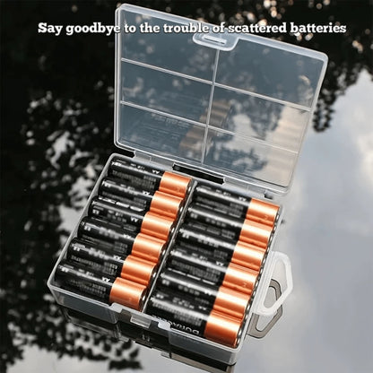 1pc Large Capacity Battery Storage Box, Suitable For AA/Battery Box, 9V Battery/AAA Battery And Multi-Section Battery Storage, Battery Storage, Multi-Function Battery Slot, Storage Plastic Box, Transp
