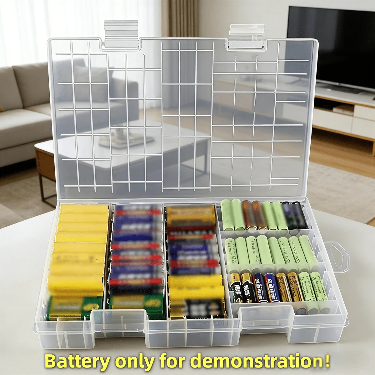 1pc Large Capacity Battery Storage Box, Suitable For AA/Battery Box, 9V Battery/AAA Battery And Multi-Section Battery Storage, Battery Storage, Multi-Function Battery Slot, Storage Plastic Box, Transp