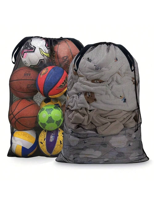 1pc Large Capacity Mesh Storage Bag, Sports Ball Storage Bag, Drawstring Shoulder Strap Design, Team Sports Volleyball Basketball Football Swimming Equipment, Sports Accessories