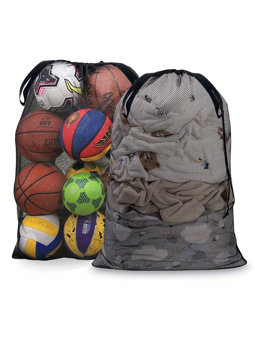 1pc Large Capacity Mesh Storage Bag, Sports Ball Storage Bag, Drawstring Shoulder Strap Design, Team Sports Volleyball Basketball Football Swimming Equipment, Sports Accessories
