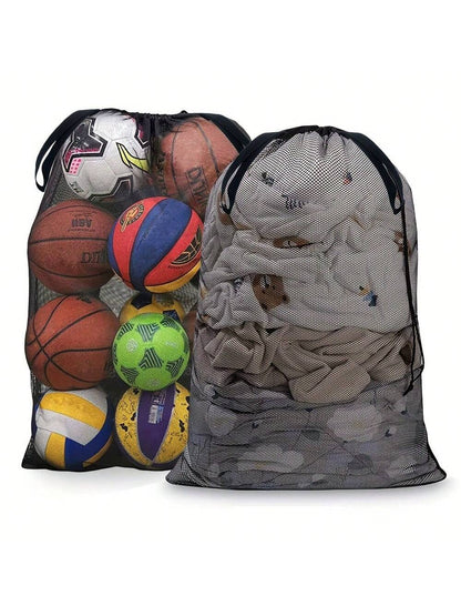 1pc Large Capacity Mesh Storage Bag, Sports Ball Storage Bag, Drawstring Shoulder Strap Design, Team Sports Volleyball Basketball Football Swimming Equipment, Sports Accessories