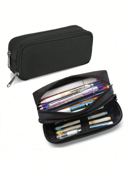1pc Large Capacity Pencil Case Set, Double Layer Minimalist Pencil Case, Multi-Functional Stationery Storage, Suitable For School, First Day Of School