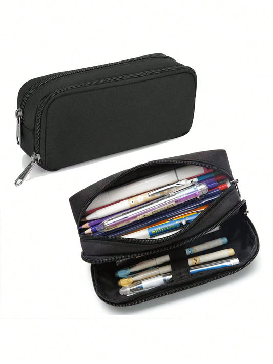 1pc Large Capacity Pencil Case Set, Double Layer Minimalist Pencil Case, Multi-Functional Stationery Storage, Suitable For School, First Day Of School