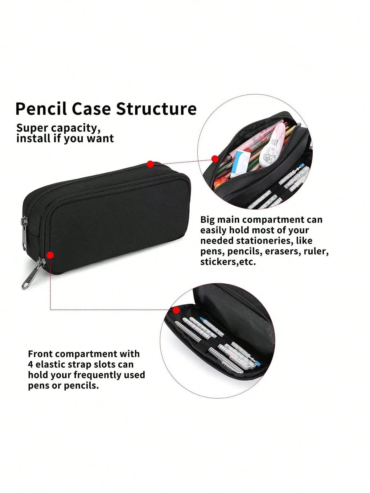 1pc Large Capacity Pencil Case Set, Double Layer Minimalist Pencil Case, Multi-Functional Stationery Storage, Suitable For School, First Day Of School