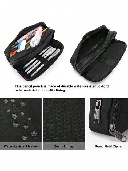 1pc Large Capacity Pencil Case Set, Double Layer Minimalist Pencil Case, Multi-Functional Stationery Storage, Suitable For School, First Day Of School