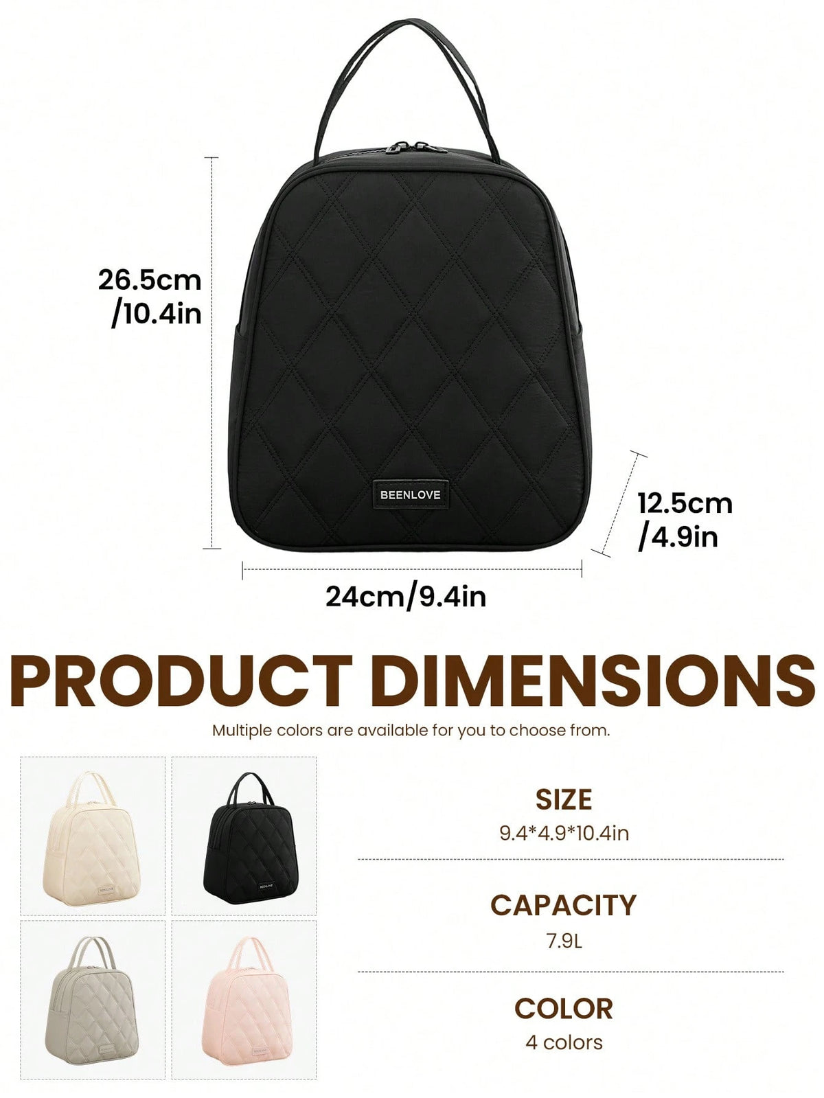 1pc Large Capacity Quilted Insulated Lunch Bag, Women's Portable Insulated Lunch Tote With Handle, Waterproof Leak-Proof Lunch Box Storage Bag, Elegant Work, School, Travel Meal Bag, Fashionable Offic