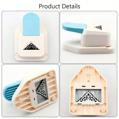 1PC Large Lace Embosser Craft Corner Punch & Triangle Flower Pattern Corner Punch, Scrapbook Supplies, Flower-Shaped Hole Punch, Openwork Pattern Lace Embosser, Paper Edge Decorator, Notebook Hole Pun