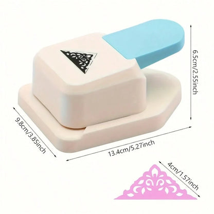 1PC Large Lace Embosser Craft Corner Punch & Triangle Flower Pattern Corner Punch, Scrapbook Supplies, Flower-Shaped Hole Punch, Openwork Pattern Lace Embosser, Paper Edge Decorator, Notebook Hole Pun