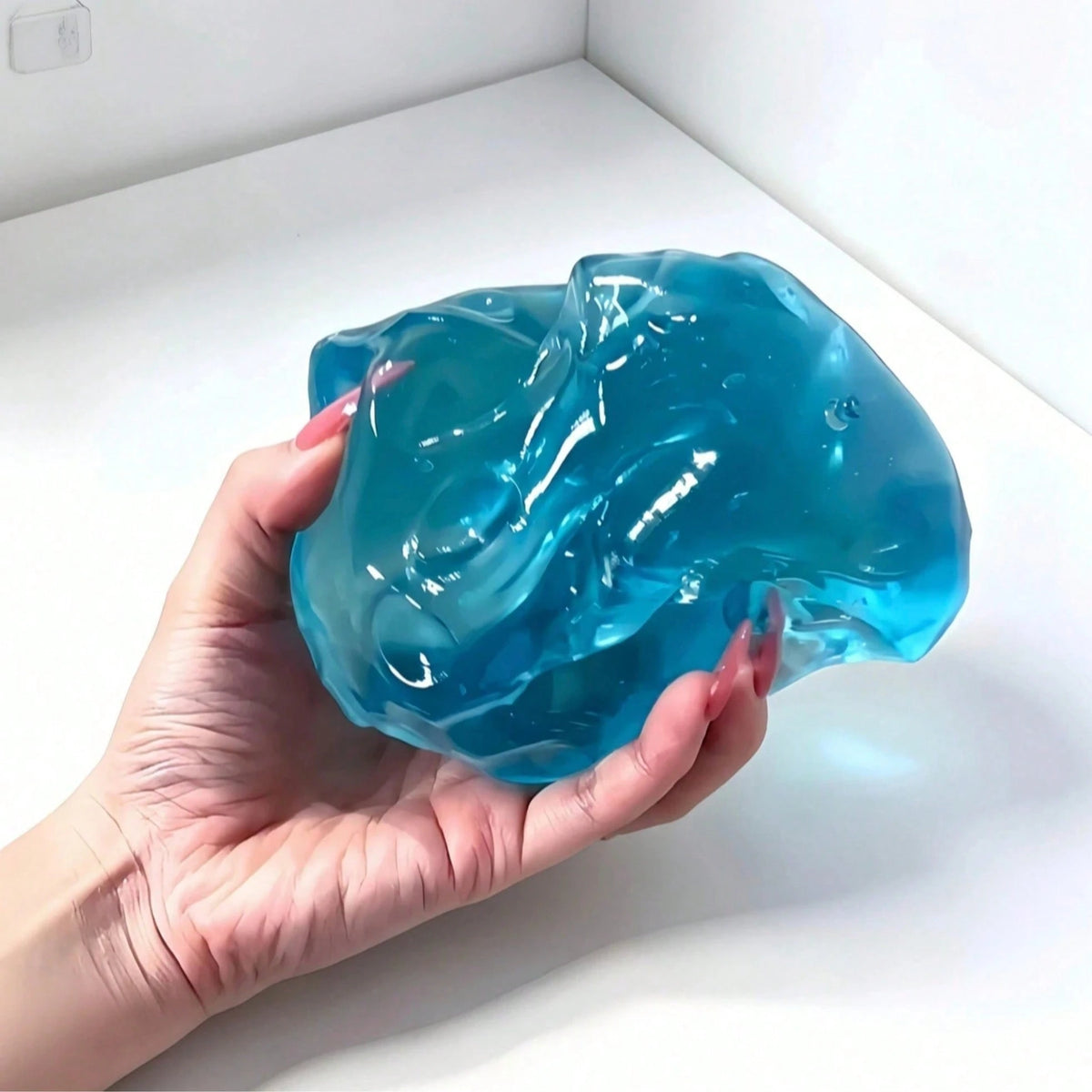 1pc Large Transparent Square Cheese Squishy, Jelly-Like Smooth Slow Rebound Squeeze Toy, Stress Relief Soft Cute Sensory Desktop Decor Toy, Dumpling Squishy