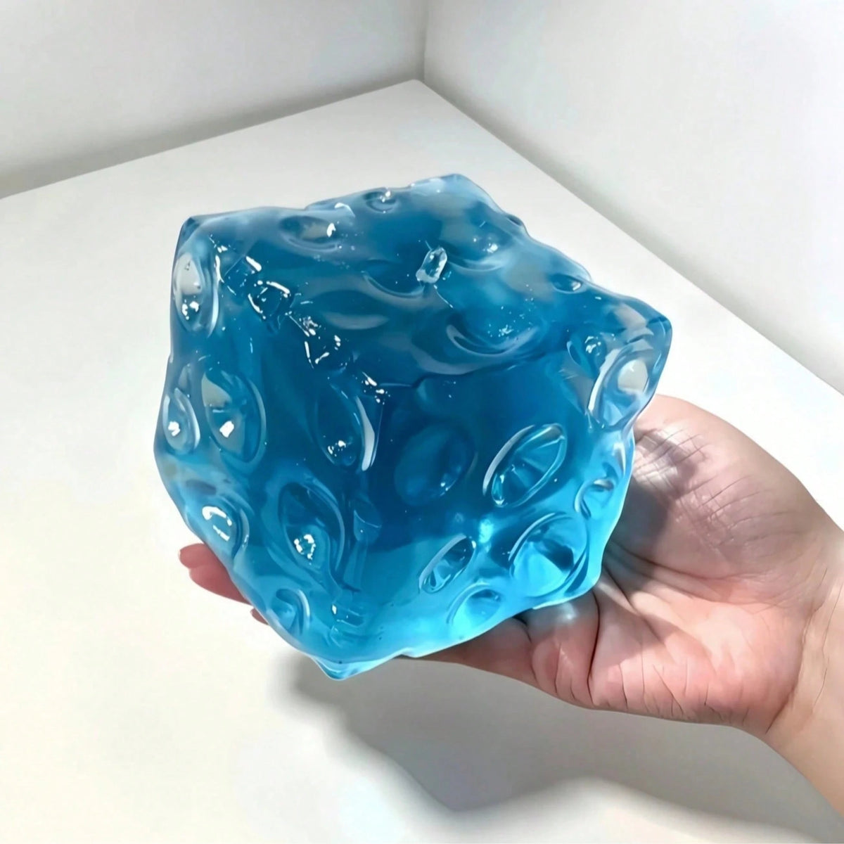 1pc Large Transparent Square Cheese Squishy, Jelly-Like Smooth Slow Rebound Squeeze Toy, Stress Relief Soft Cute Sensory Desktop Decor Toy, Dumpling Squishy