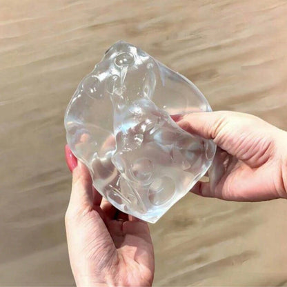 1pc Large Transparent Square Cheese Squishy, Jelly-Like Smooth Slow Rebound Squeeze Toy, Stress Relief Soft Cute Sensory Desktop Decor Toy, Dumpling Squishy