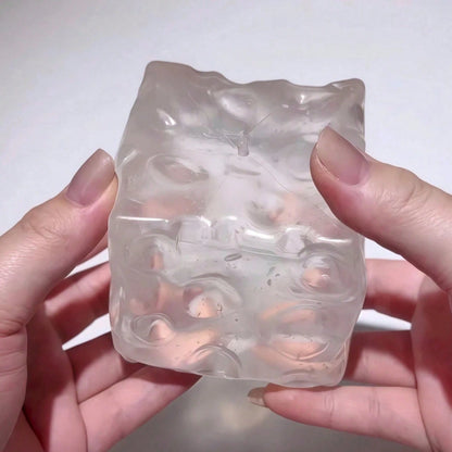 1pc Large Transparent Square Cheese Squishy, Jelly-Like Smooth Slow Rebound Squeeze Toy, Stress Relief Soft Cute Sensory Desktop Decor Toy, Dumpling Squishy