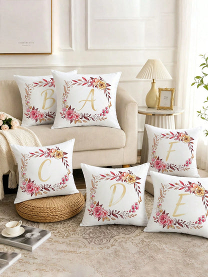 1pc, Letter Cushion Cover, 26 English Letters Print, Suitable For Car, Home, Home Decor, Bedroom Pillowcase, Living Room Sofa Throw Pillow Cover, Dry Cleanable And Washable, Pillow Insert Not Included