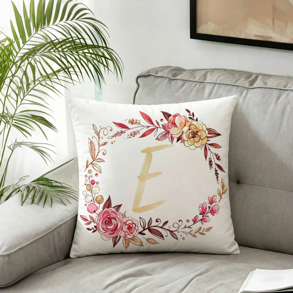 1pc, Letter Cushion Cover, 26 English Letters Print, Suitable For Car, Home, Home Decor, Bedroom Pillowcase, Living Room Sofa Throw Pillow Cover, Dry Cleanable And Washable, Pillow Insert Not Included