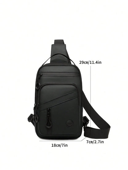 1pc Lightweight Outdoor Chest Bag, Large Capacity Shoulder Bag, Versatile Fashion Sling Bag, Men Sports Messenger Bag, Multi-Zipper Handbag With Multiple Compartments, Suitable For Motorcycle, Cycling
