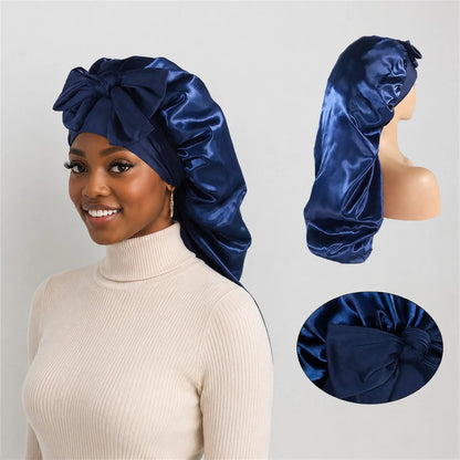 1pc Long Satin Silk Sleep Cap, Suitable For Long Hair Braiding, Reusable Adjustable Women's Hair Protection Sleep Cap